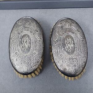 Vintage Silver Monogram Brushes
